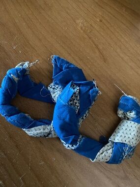 Blue Fabric Wrapped Hoop Earrings